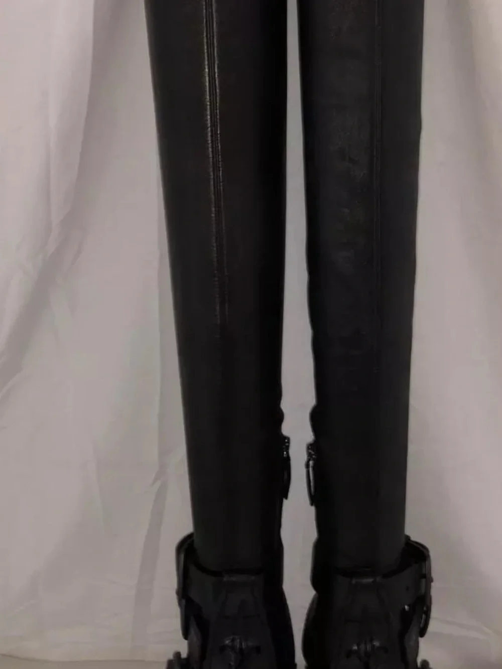 Tom Ford Black Leather Over-The-Knee Buckle Boots